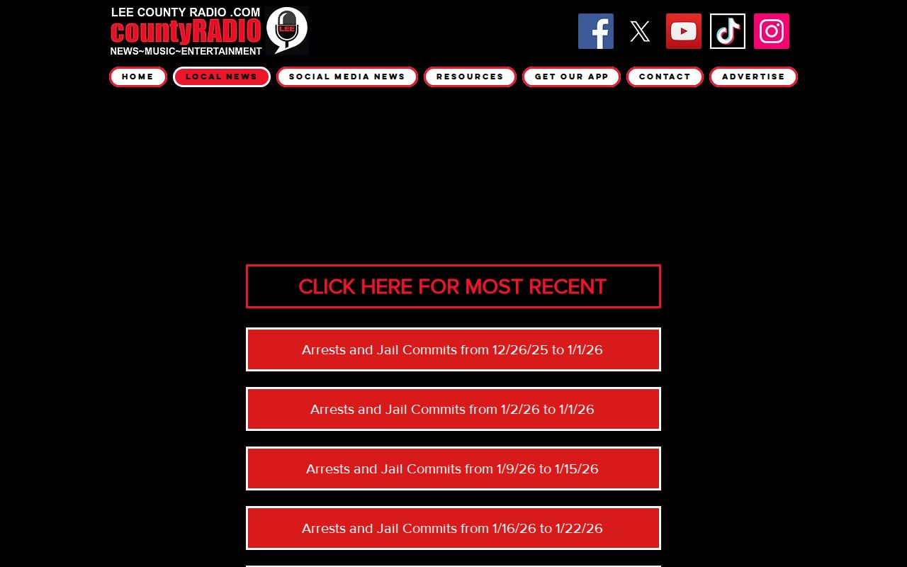 Lee County Radio regional arrest report news index