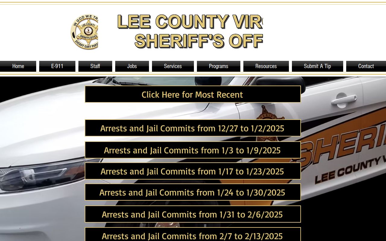 Lee County official arrest and jail-commit report archive