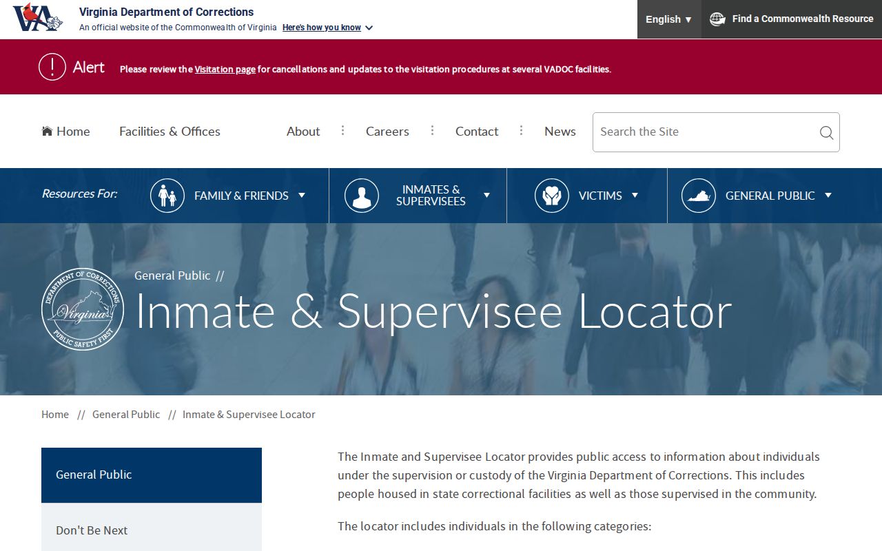 Virginia Department of Corrections locator for Lee County state custody follow-up